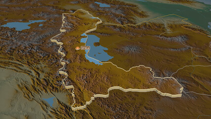 West Azarbaijan, Iran - extruded with capital. Relief