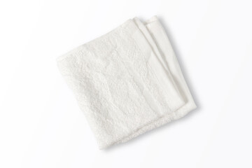 Top view of white napkin cotton, serviette isolated on white background