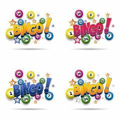 Bingo lottery balls and bingo cards concept vector illustration
