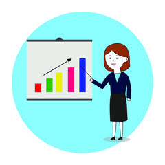 Business Presentation Graphic By A Woman Illustration Vector