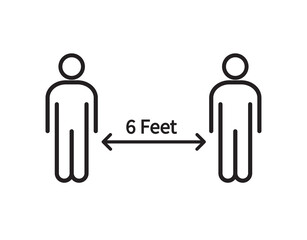 Social distancing icon. Keep the 2 meter distance. Avoid crowds. Coronovirus epidemic protective. Vector illustration	