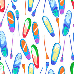 Colorful Surf cute seamless Patterns. SAP Board ornament vector illustration