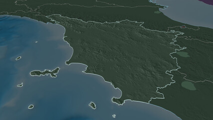Toscana, Italy - outlined. Administrative