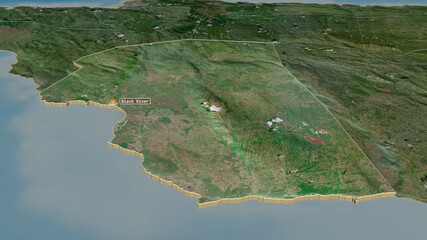 Saint Elizabeth, Jamaica - extruded with capital. Satellite