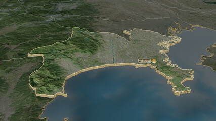 Kanagawa, Japan - extruded with capital. Satellite