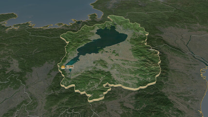 Shiga, Japan - extruded with capital. Satellite