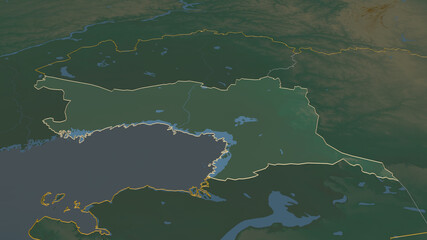 Atyrau, Kazakhstan - outlined. Relief