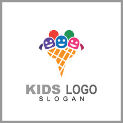 Kids play colorful logo vector, Children logo designs, happy child design concept, kid education logo, logo element template