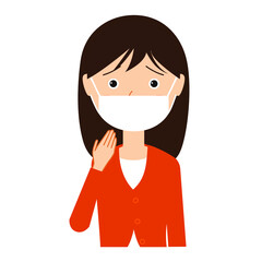 マスクをする若い女性のイラスト
