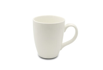 Clean white ceramic coffee mug on isolated white background