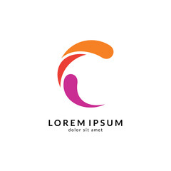 Wave letter c logo vector, c letter mark, initial letter c business name