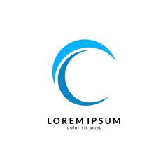 Wave letter c logo vector, c letter mark, initial letter c business name 