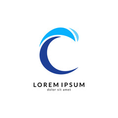 Wave letter c logo vector, c letter mark, initial letter c business name 