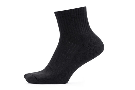 Blank black socks mockup isolated on white background with clipping path.
