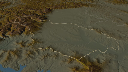 Đakovica, Kosovo - outlined. Relief