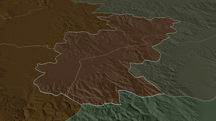 Gnjilane, Kosovo - outlined. Administrative