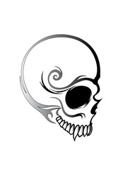 Skull Tattoo.Hand drawing and graphic vector.