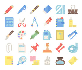 stationery flat vector icons