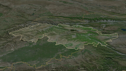 Jalal-Abad, Kyrgyzstan - outlined. Satellite