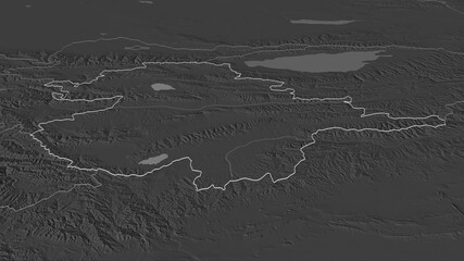 Obraz premium Naryn, Kyrgyzstan - outlined. Bilevel