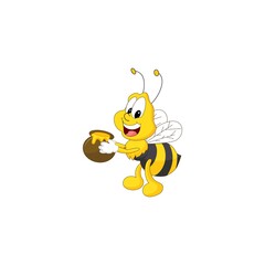 bee illustration logo design template 