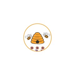 bee logo design template illustration