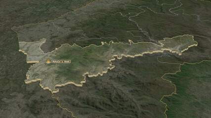 Mohale's Hoek, Lesotho - extruded with capital. Satellite