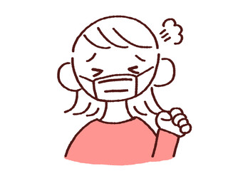怒るマスク姿の若い女性