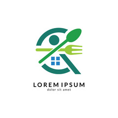 Kitchen, spoon and fork, dining restaurant, food and cafe logo vector. Culinary food symbol/icon design template