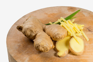 Ginger slice herbal vegetarian local of asia on block chopping.