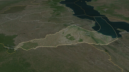 Dedza, Malawi - outlined. Satellite