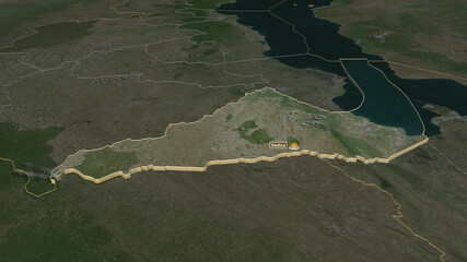 Dedza, Malawi - extruded with capital. Satellite