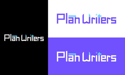 Plan Writers Business consultation Logo vector brand corporate design light blue and dark blue color combination