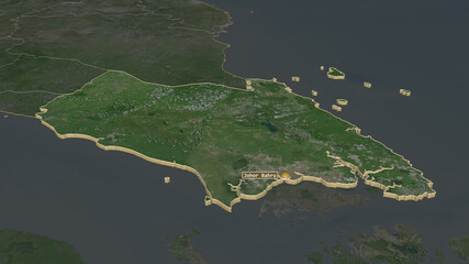 Johor, Malaysia - extruded with capital. Satellite