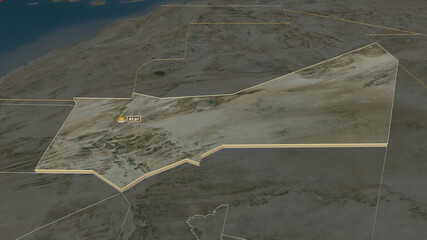 Adrar, Mauritania - extruded with capital. Satellite