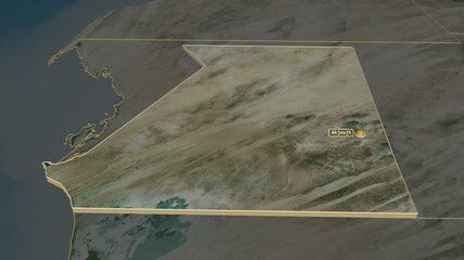Inchiri, Mauritania - extruded with capital. Satellite
