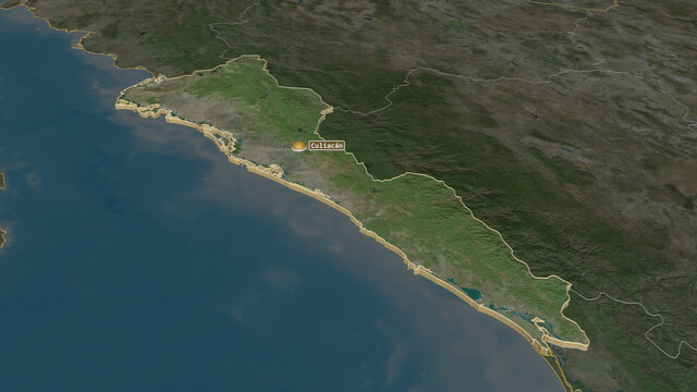 Sinaloa, Mexico - extruded with capital. Satellite