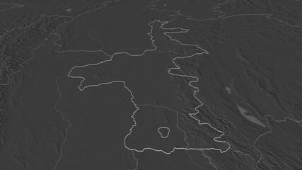 Mandalay, Myanmar - outlined. Bilevel