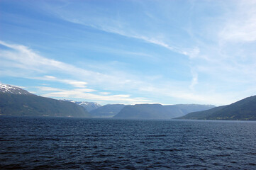 Sognefjord, Norway, Scandinavia. View from the board of Flam - Bergen ferry