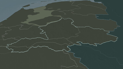 Gelderland, Netherlands - outlined. Administrative