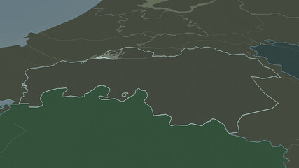 Noord-Brabant, Netherlands - outlined. Administrative