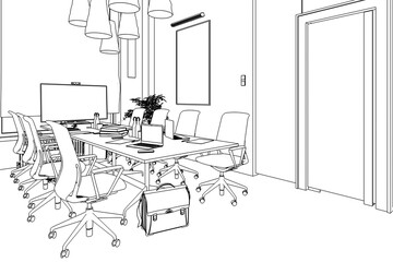 Office Design: Meeting Area (sketch) - 3d illustration