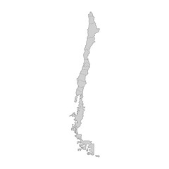 Map of Chile divided to regions. Outline map. Vector illustration.