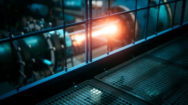 futuristic cyberpunk power plant thermonuclear or nuclear reactor