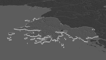 Hwanghae-namdo, North Korea - extruded with capital. Bilevel