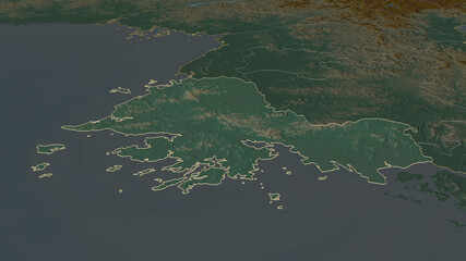 Hwanghae-namdo, North Korea - outlined. Relief