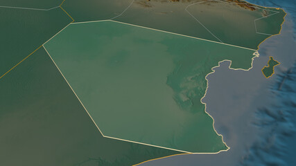 Al Wusta, Oman - outlined. Relief