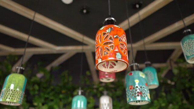 decorative lamps in oriental style, ceramics