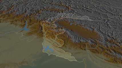 Azad Kashmir, Pakistan - outlined. Relief