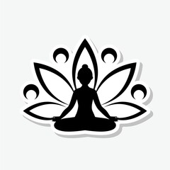 Yoga sticker icon isolated on gray background